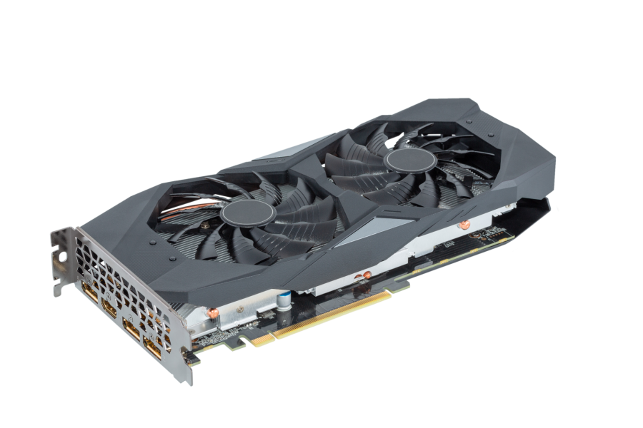 A close-up image of a Graphics Processing Unit (GPU).